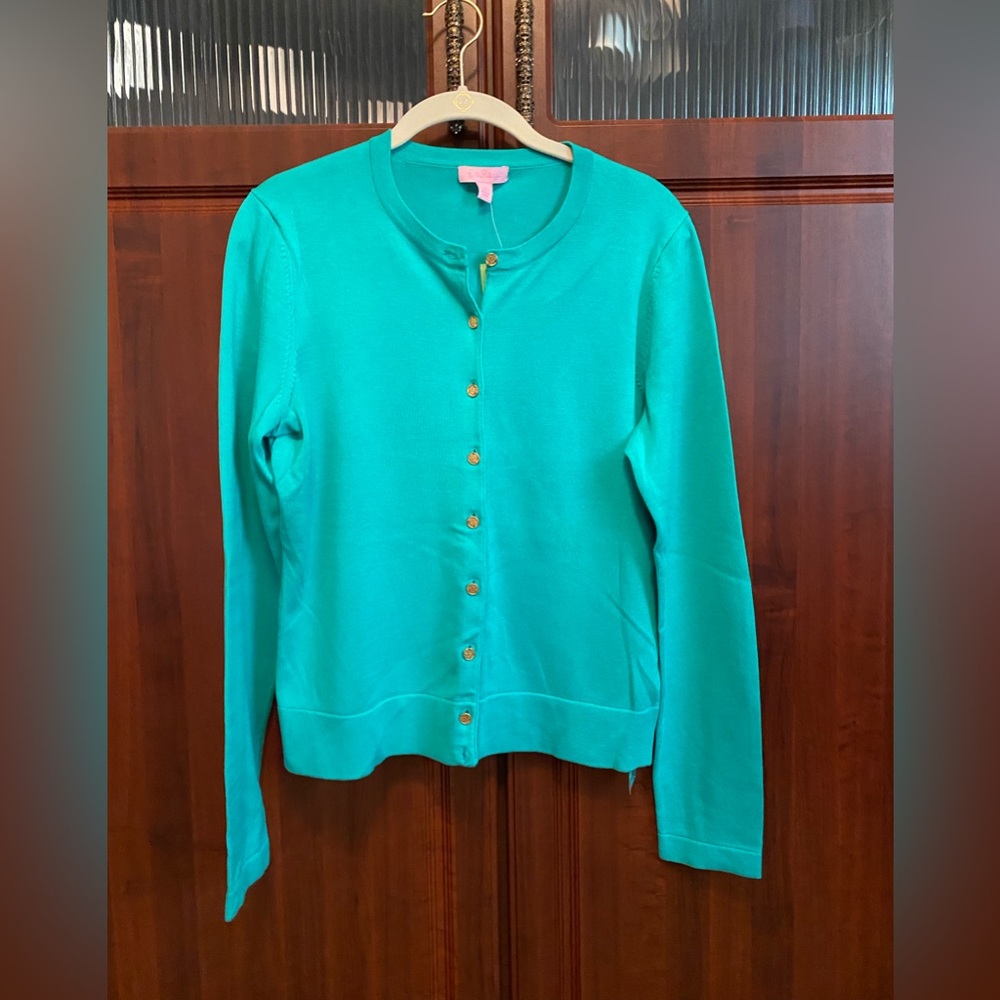 NWT Lilly Pulitzer Green Cotton Cardigan